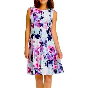 DKNY Watercolor Floral Fit & Flare Dress